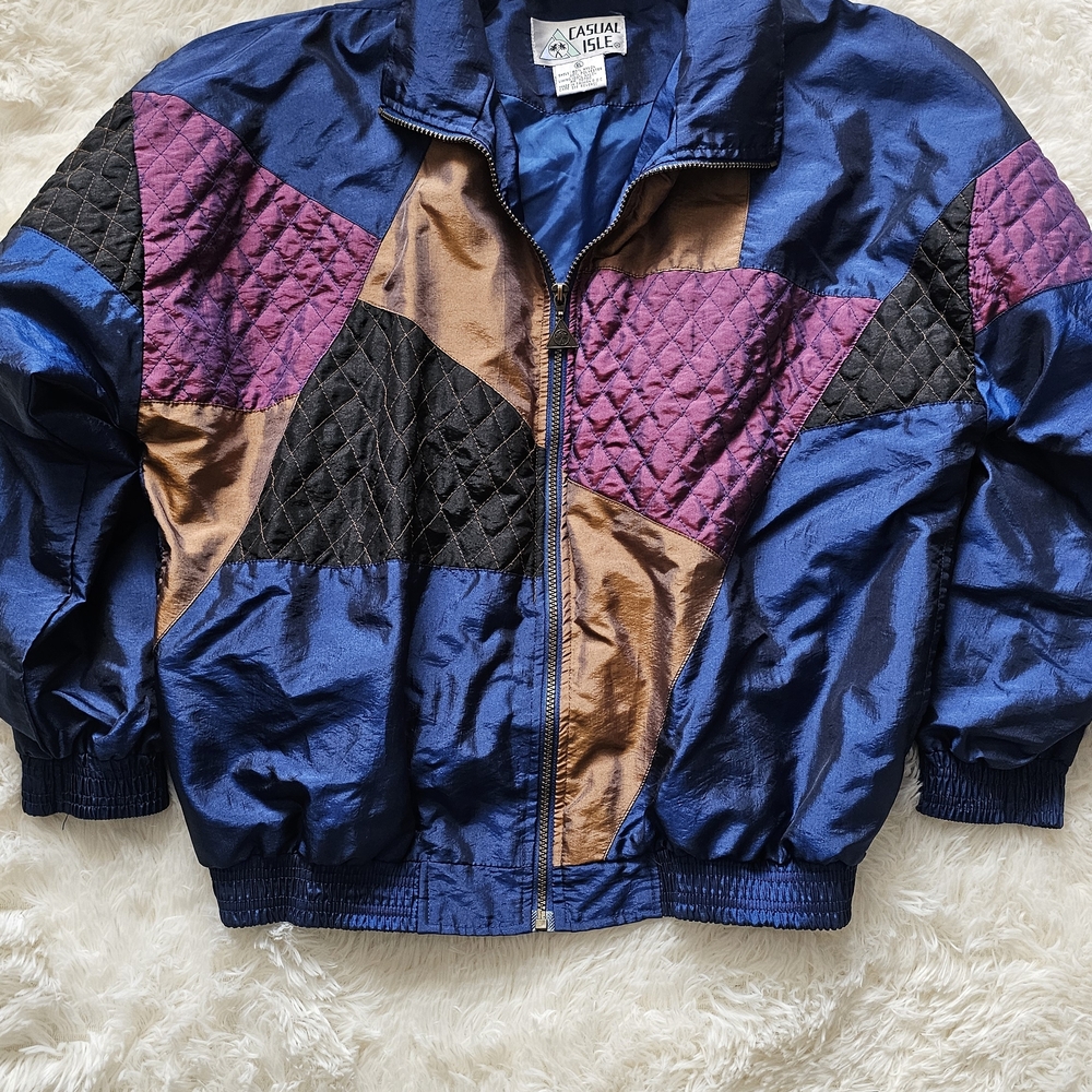 Vintage Windbreaker Color Block Jacket Size XL